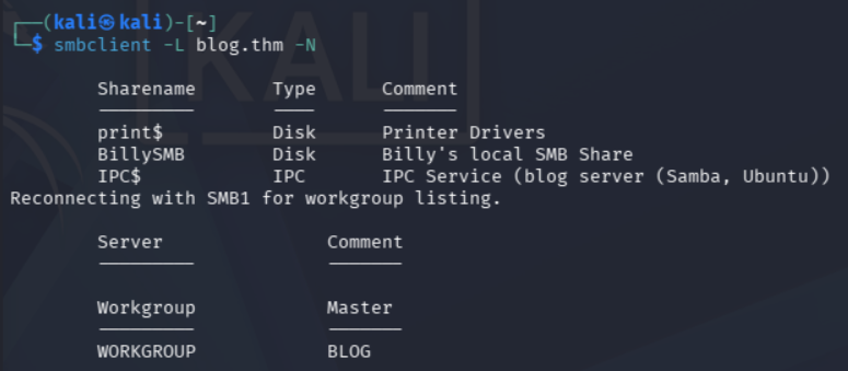Listado de recursos compartidos de SMB